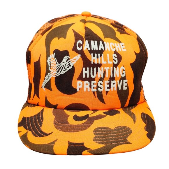 Camanche Hills Hunting Preserve Orange Camo Snapback Trucker Hat Drystone - Picture 3 of 11